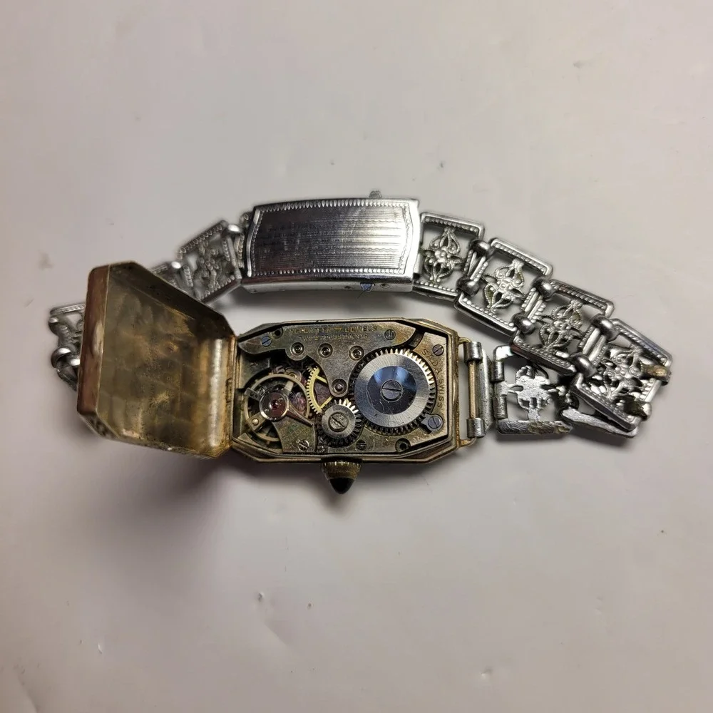 Vintage‎ Elgin Giant 14k Solid Gold Watch Filigree 1920s Lady Crosby WORKS